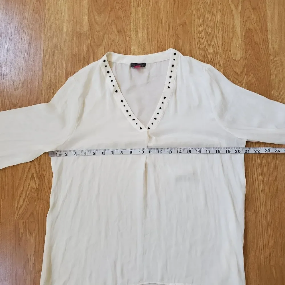 🔆VINCE CAMUTO🔆 Long Sleeve Studded Rumple Blouse - [Medium in Ivory]